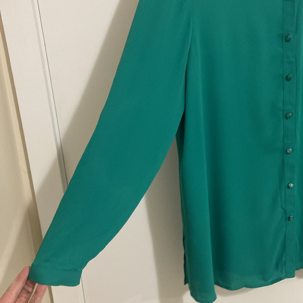 Susan Graber Teal Long Sleeve Blouse size 16 - Picture 6 of 10